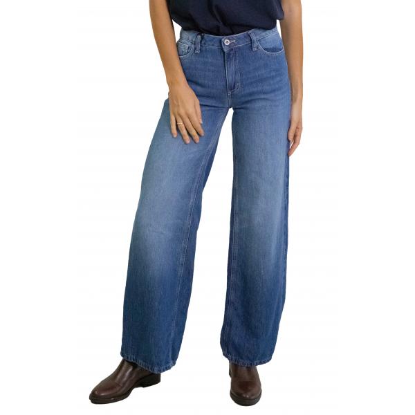 Jeans gamba ampia vita media lavaggio sfumato Please